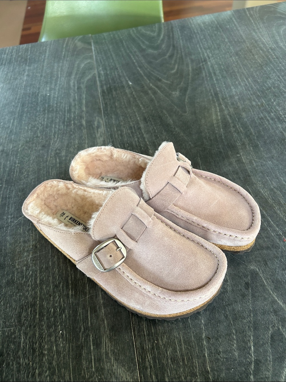 Birkenstock Kids Dusty Pink Suede Shearling Clog